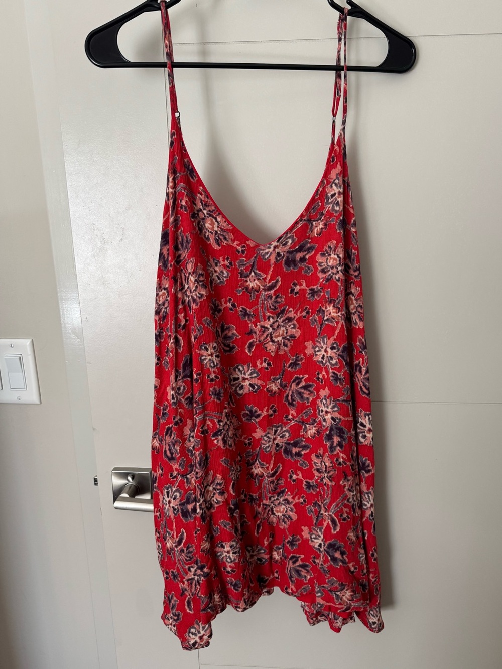 UO ecoté Red Floral Slip Dress